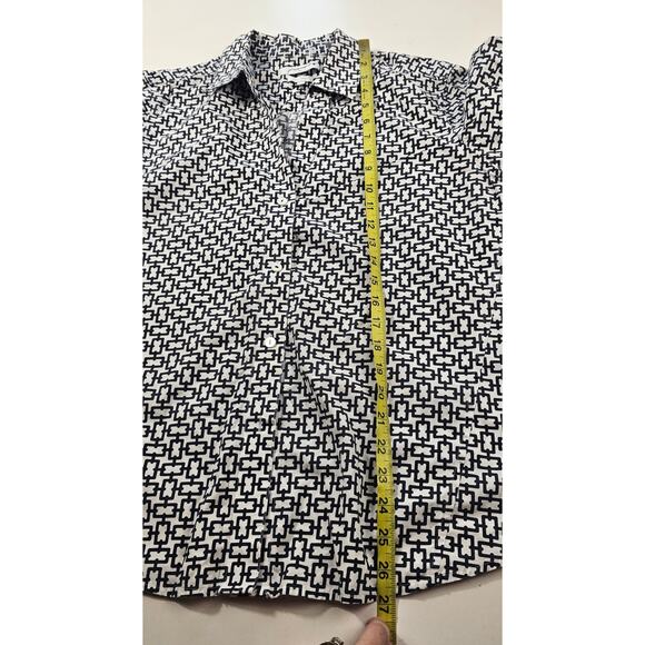 Foxcroft Easy Care Pinpoint Stretch Chain Print Button-Up Shirt Womens XL black - Picture 8 of 8